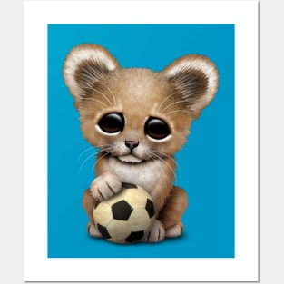 Lion Cub With Football Soccer Ball Posters and Art